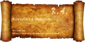Kornfeld Ambrus névjegykártya